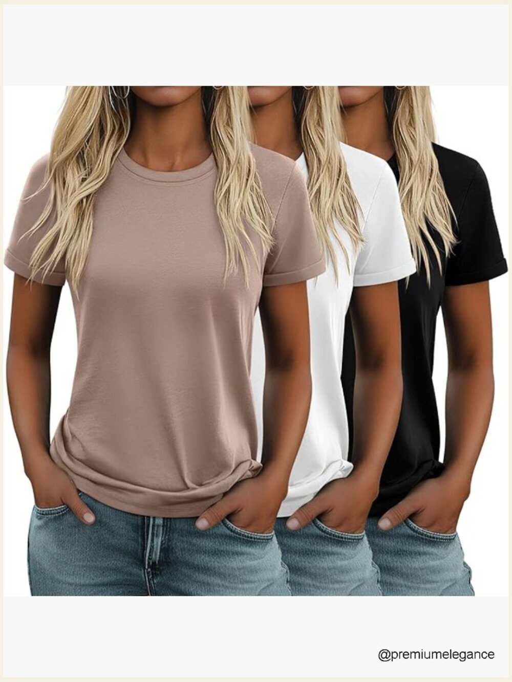 3 Pack Women's Cotton Crewneck Short Sleeve Tunic Tops Loose Fit Tees